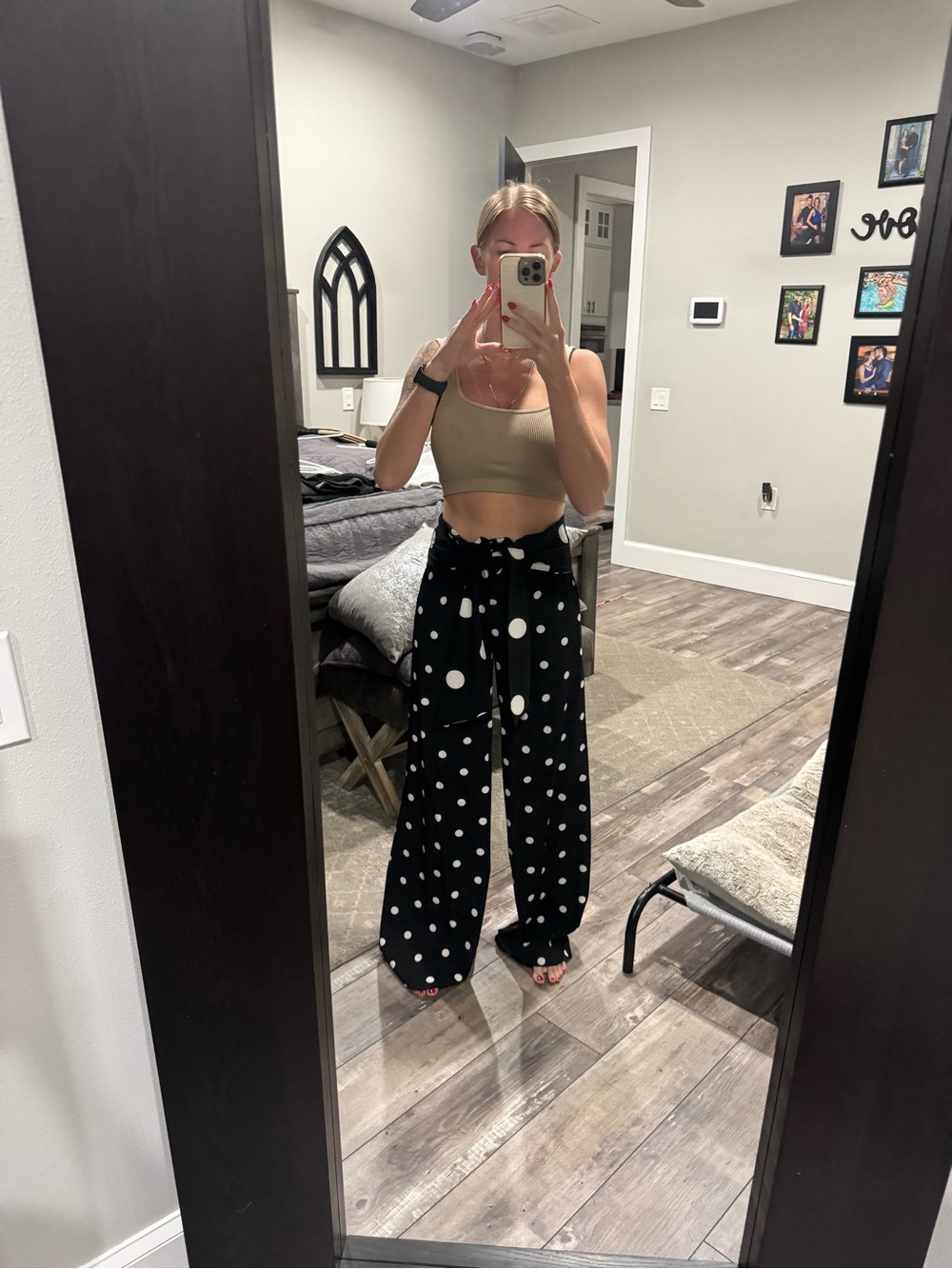 New York & Company Black Polka Dot Wide-Leg Pants
